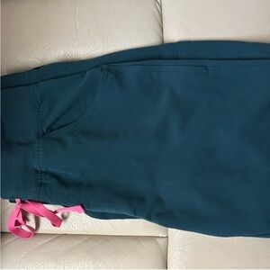 Figs Teal Pants with Pink Accent